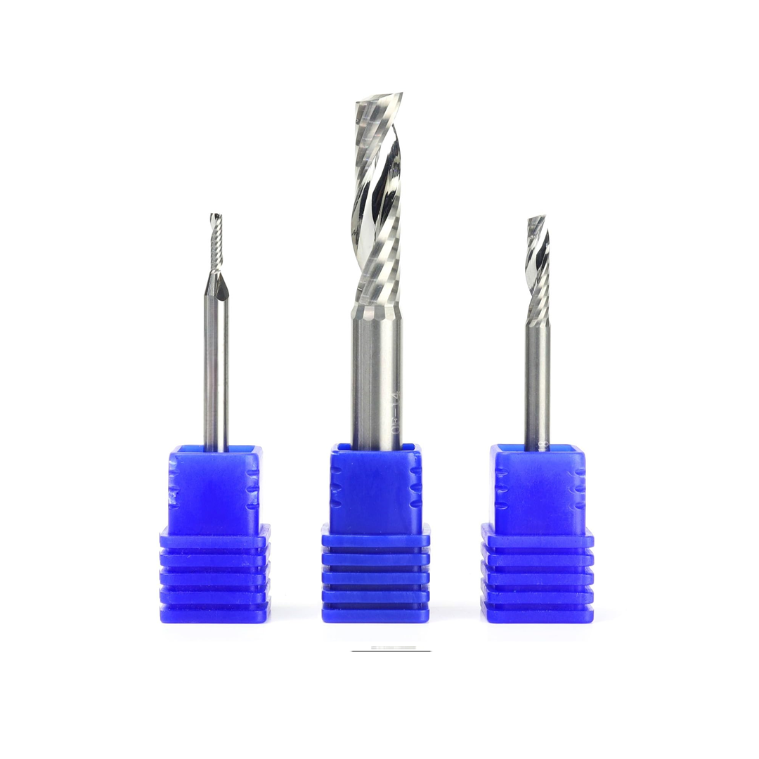 Single Flute Spiral CNC Router Bits Solid Carbide Up Cut Bits for Woodworking